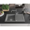 Mexen Pablo granite sink 1-bowl with drainer and Carla kitchen tap, grey - 6510-71-670700-71