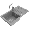 Mexen Pablo granite sink 1-bowl with drainer and Carla kitchen tap, grey - 6510-71-670700-71