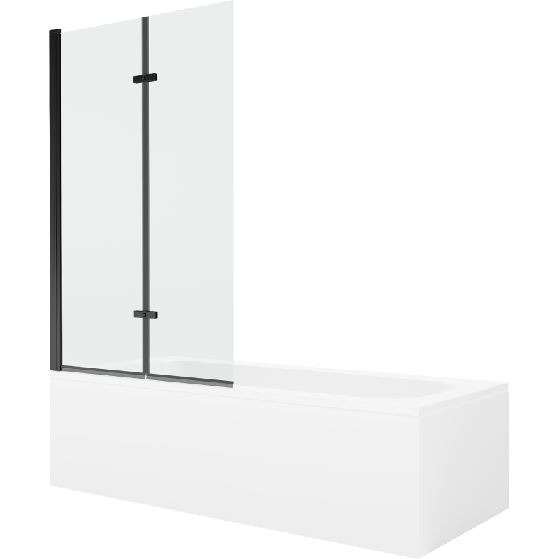 Mexen Vega 170 x 70 cm rectangular bathtub with panels and a 2-wing screen 100 cm, transparent, black - 550117070X9210027000