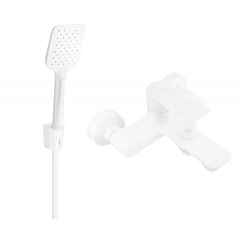 Mexen Royo R62 bathtub faucet with shower set, white - 7223R62-20