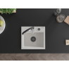 Mexen Milo granite kitchen sink with 1 bowl and Aster kitchen faucet, white - 6505-20-73450-07-B