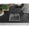 Mexen Milo 1-compartment granite sink with Aster kitchen faucet, gray - 6505-71-73450-70-B