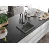 Mexen Milo granit kitchen sink 1-bowl with Aster kitchen faucet, gray - 6505-71-73450-70-B