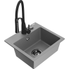 Mexen Milo 1-compartment granite sink with a kitchen mixer tap Aster, Grey - 6505-71-73450-70-B