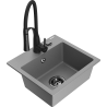 Mexen Milo 1-compartment granite sink with Aster kitchen faucet, gray - 6505-71-73450-70-B