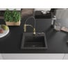 Mexen Milo 1-bowl granite sink with Aster kitchen faucet, black speckled - 6505-76-73450-57-B
