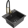 Mexen Milo 1-bowl granite sink with Aster kitchen faucet, black speckled - 6505-76-73450-57-B
