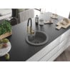 Mexen Diego 1-bowl granite sink with Aster kitchen faucet, gray - 6512-71-73450-57-B