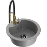 Mexen Diego 1-bowl granite kitchen sink with Aster faucet, gray - 6512-71-73450-57-B