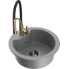 Mexen Diego 1-bowl granite sink with Aster kitchen faucet, gray - 6512-71-73450-57-B