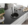 Mexen Diego 1-Bowl Granite Kitchen Sink with Aster Faucet, Black/Gold Metallic - 6512-75-73450-70