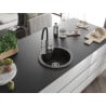 Mexen Diego 1-bowl granite sink with Aster kitchen mixer, black/golden metallic - 6512-75-73450-70