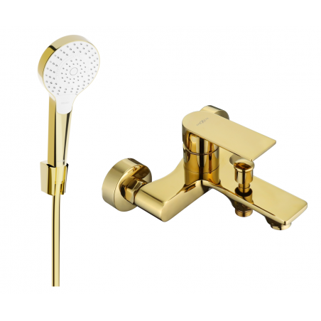 Mexen Royo R05 bathtub faucet with shower set, gold - 7223R05-50