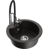 Mexen Diego 1-Bowl Granite Sink with Aster Kitchen Faucet, Black/Gold Metallic - 6512-75-73450-70