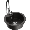 Mexen Diego granite sink, 1-bowl with Aster kitchen faucet, black/gold metallic - 6512-75-73450-70