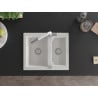 Mexen Carlos granite kitchen sink 1.5-bowl with Flora kitchen faucet, white - 6518-20-670401-02