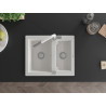 Mexen Carlos Granite Sink 1.5-Bowl with Flora Kitchen Faucet, White - 6518-20-670401-02