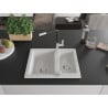 Mexen Carlos Granite Sink 1.5 Bowl with Flora Kitchen Tap, White - 6518-20-670401-07