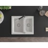 Mexen Carlos Granite Sink 1.5 Bowl with Flora Kitchen Tap, White - 6518-20-670401-07