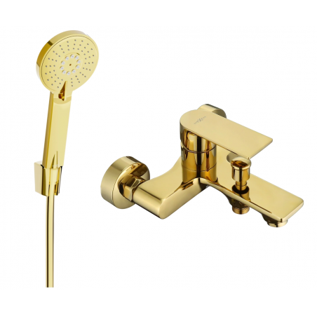 Mexen Royo R40 bathtub mixer tap with shower head, Gold - 7223R40-50