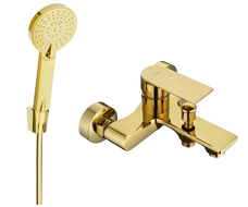 Mexen Royo R40 bathtub mixer tap with shower head, Gold - 7223R40-50