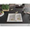 Mexen Carlos 1.5-bowl granite sink with Flora kitchen tap, white - 6518-20-670401-57-G