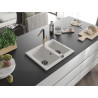 Mexen Carlos 1.5-bowl Granite Sink with Flora Kitchen Faucet, White - 6518-20-670401-57-B