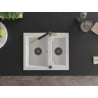Mexen Carlos granite kitchen sink 1.5-bowl with Flora kitchen faucet, white - 6518-20-670401-57-B