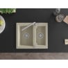 Mexen Carlos granite sink 1.5-bowl with Flora kitchen tap, beige - 6518-69-670401-00
