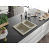 Mexen Carlos 1.5-bowl granite sink with Flora kitchen faucet, beige - 6518-69-670401-07