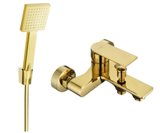 Mexen Royo R45 bathtub mixer tap with shower head, Gold - 7223R45-50