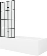 Mexen Vega 170 x 70 cm rectangular bathtub with panels and a 2-wing screen 80 cm, black pattern - 550117077X9208027077