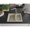 Mexen Carlos 1.5-Bowl Granite Sink with Flora Kitchen Faucet, Beige - 6518-69-670401-09