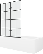 Mexen Vega 170 x 70 cm rectangular bathtub with panels and a 2-wing screen 120 cm, black pattern - 550117077X9212027077