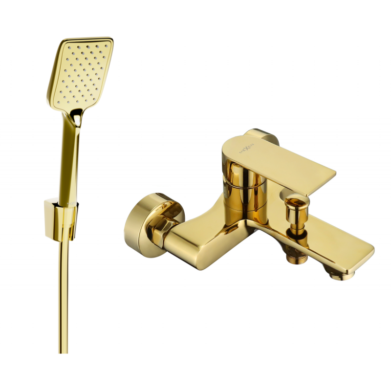 Mexen Royo R62 bath tap with shower set, gold 7223R62-50