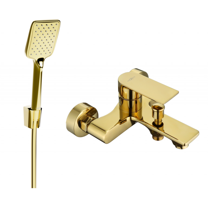 Mexen Royo R62 bathtub faucet with shower set, gold - 7223R62-50