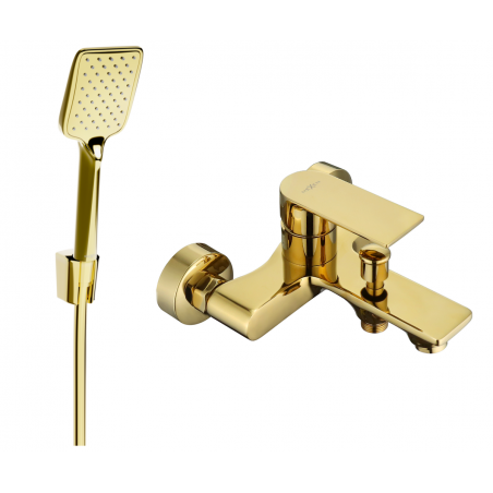 Mexen Royo R62 bathtub mixer tap with shower head, Gold 7223R62-50