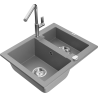 Mexen Carlos 1,5-compartment granite sink with a kitchen mixer tap Flora, Grey - 6518-71-670401-00