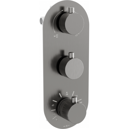 Mexen Kai thermostatic bath-shower mixer 3-way, graphite - 77603-66
