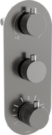 Mexen Kai 3-outlet thermostatic bathtub and shower mixer tap, Graphite - 77603-66