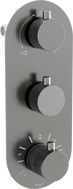 Mexen Kai thermostatic bathtub-shower mixer 3-outlet, brushed gun gray - 77603-66