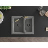 Mexen Carlos granite sink 1.5-bowl with kitchen faucet Flora, gray - 6518-71-670401-57-B