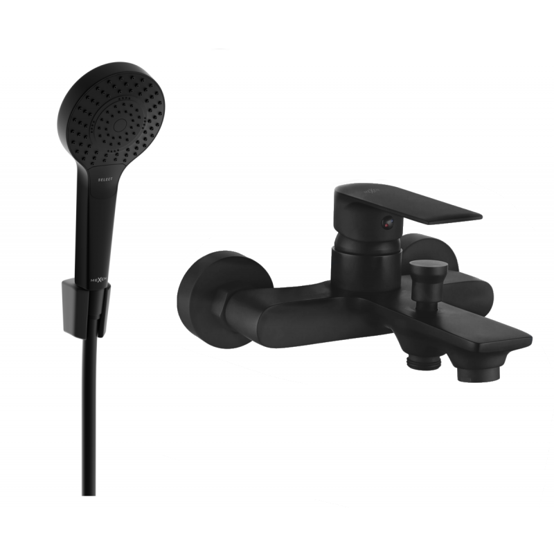 Mexen Royo R05 bathtub mixer tap with shower head, Black - 7223R05-70