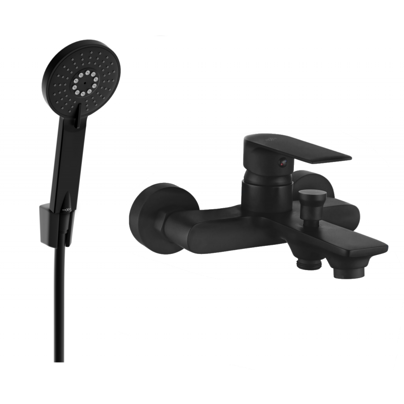 Mexen Royo R40 bathtub mixer tap with shower head, Black - 7223R40-70