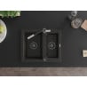 Mexen Carlos 1.5-bowl granite sink with Flora kitchen tap, black/golden metallic - 6518-75-670401-07-B