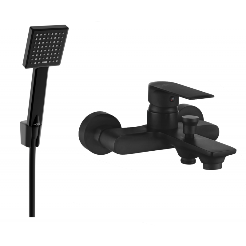 Mexen Royo R45 bathtub faucet with shower set, black - 7223R45-70