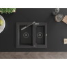Mexen Carlos granite sink 1.5-bowl with Flora kitchen faucet, black speckled - 6518-76-670401-08-B