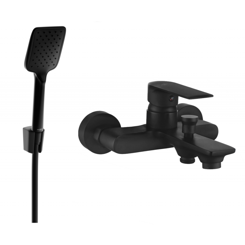 Mexen Royo R62 bathtub faucet with shower set, black - 7223R62-70