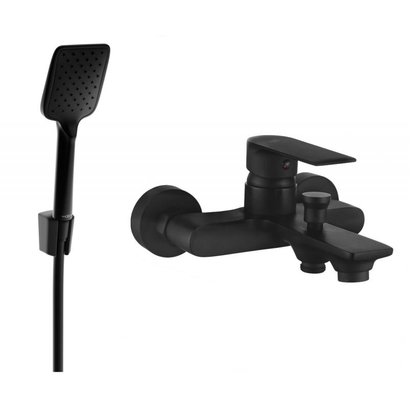 Mexen Royo R62 bathtub mixer tap with shower head, Black - 7223R62-70
