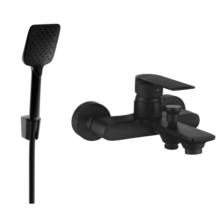 Mexen Royo R62 bathtub mixer tap with shower head, Black - 7223R62-70